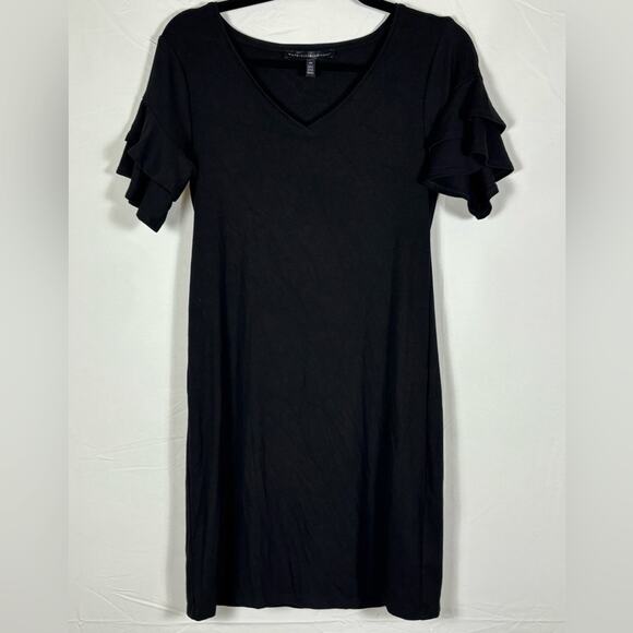 White House Black Market Dresses & Skirts - White House Black Market Dress Shift Ruffles Black Size XS Extra Small